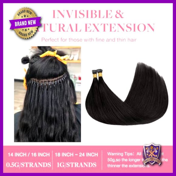 18-Inch Real Human Hair Extensions, 50g I-Tip, Heat-Resistant & Reusable main image 4